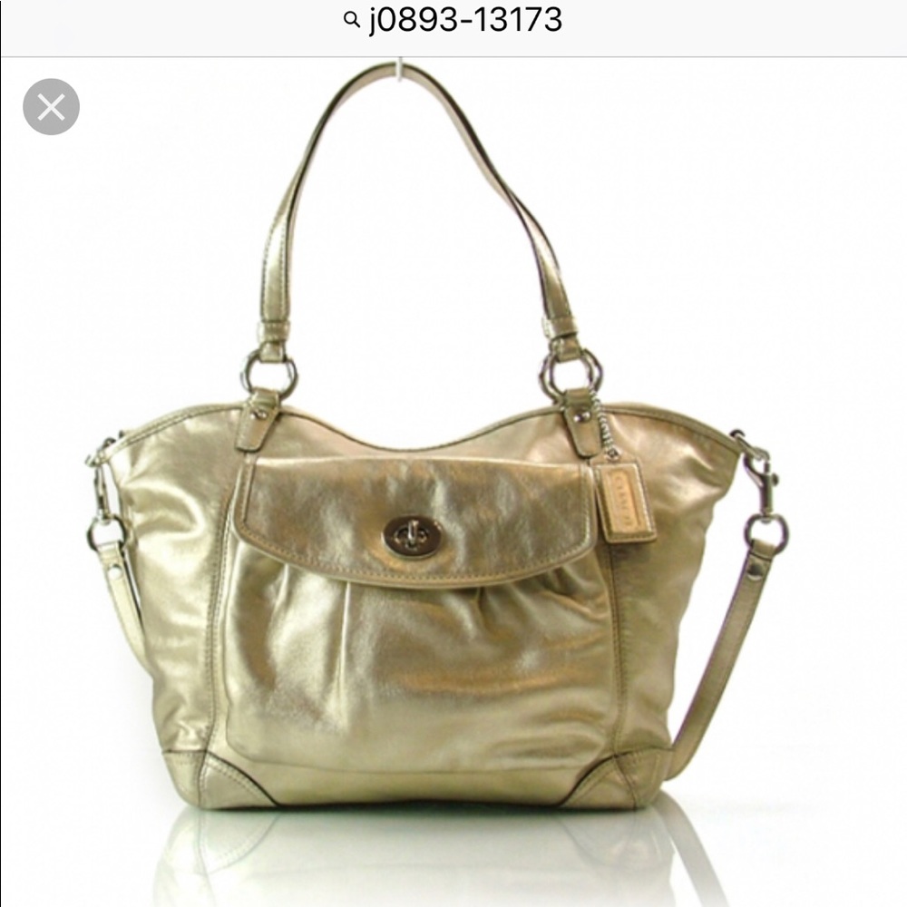Coach Gold Metallic LEAH Tote